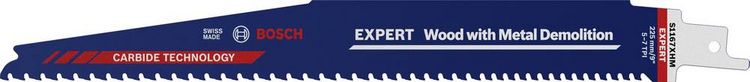 Produktbild: Bosch Accessories 2608900398 EXPERT &lsquo;Wood with Metal Demolition&rsquo; S 1167 XHM S&auml;bels&auml;geblatt, 1&nbsp;St&uuml;ck S&auml;geblatt-L&auml;nge 225 mm 1 St.