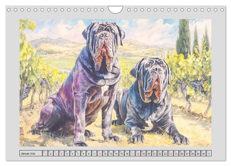 Produktbild: Mastino Napoletano. Die wuchtigen Molosser im Painting-Stil (Wandkalender 2026 DIN A4 quer), CALVENDO Monatskalender