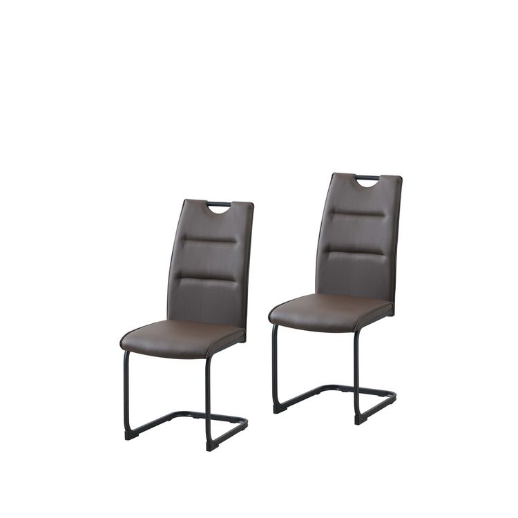 Produktbild: HTI-Living Schwingstuhl 2er Set PU braun DannyP Freischwinger Esszimmerstuhl Kunstleder