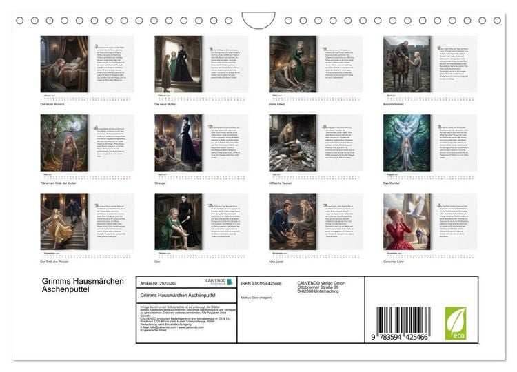 Produktbild: Grimms Hausm&auml;rchen Aschenputtel (Wandkalender 2027 DIN A4 quer), CALVENDO Monatskalender