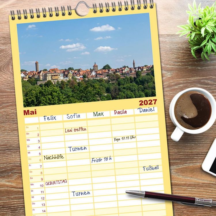 Produktbild: Familienplaner 2027 - Rothenburg ob der Tauber - Mittelalter in Mittelfranken mit 5 Spalten (Wandkalender, 21 x 45 cm) CALVENDO