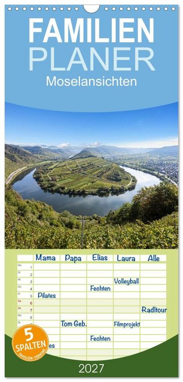 Produktbild: Familienplaner 2027 - Moselansichten mit 5 Spalten (Wandkalender, 21 x 45 cm) CALVENDO