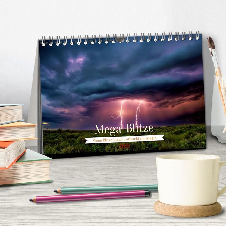 Produktbild: Mega-Blitze (Tischkalender 2026 DIN A5 quer), CALVENDO Monatskalender