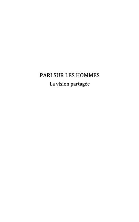 Produktbild: Pari sur les hommes : le management par la vision partagee