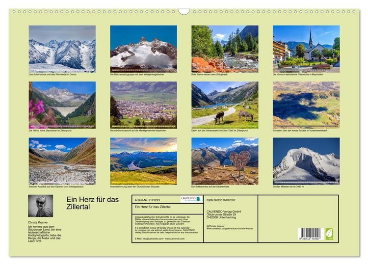 Produktbild: Ein Herz f&uuml;r das Zillertal (Wandkalender 2026 DIN A2 quer), CALVENDO Monatskalender