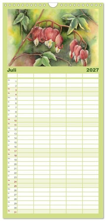 Produktbild: Familienplaner 2027 - Garten Aquarelle mit 5 Spalten (Wandkalender, 21 x 45 cm) CALVENDO