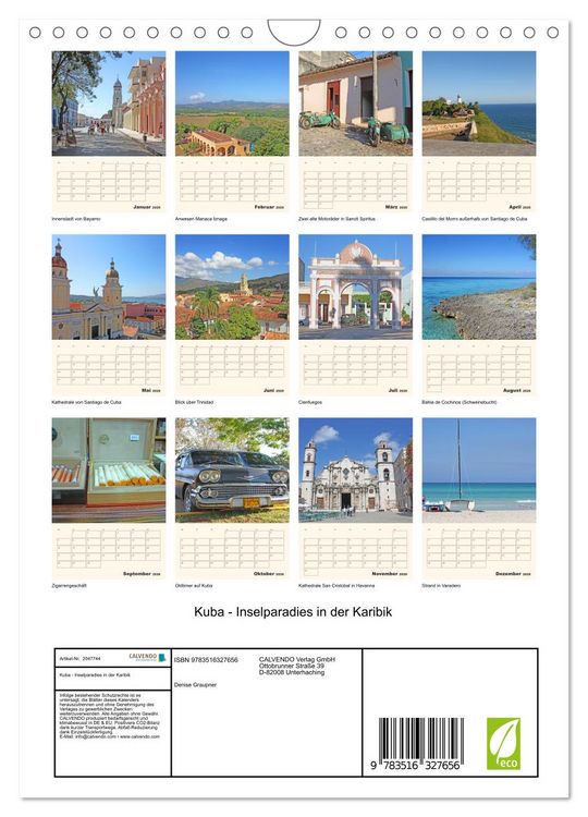 Produktbild: Kuba - Inselparadies in der Karibik (Wandkalender 2026 DIN A4 hoch), CALVENDO Monatskalender