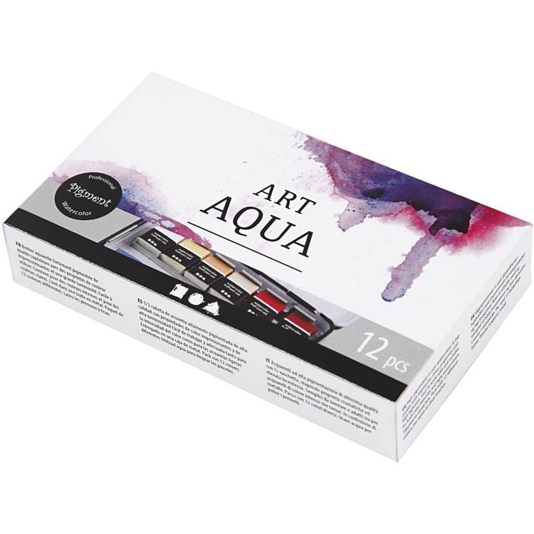 Produktbild: Creativ Company Aquarellk&auml;sten Art Aqua Aquarellfarbe, Standard-Farben, Halbwannen, Gr&ouml;&szlig;e 10x15x20 mm, 12 Farben, Kreativ Box