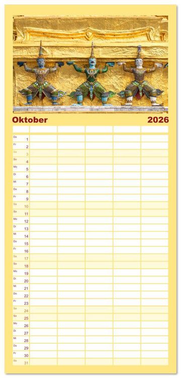 Produktbild: Familienplaner 2026 - BANGKOK Hauptstadt von Thailand mit 5 Spalten (Wandkalender, 21 x 45 cm) CALVENDO