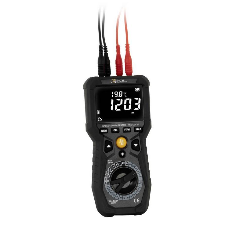 Produktbild: PCE Instruments Kabell&auml;ngenmessger&auml;t PCE-CLT 20 |Kabell&auml;nge 0,1 m ... 30 km |Widerstand 0,1 mΩ ... 1999,9 Ω |m |ft