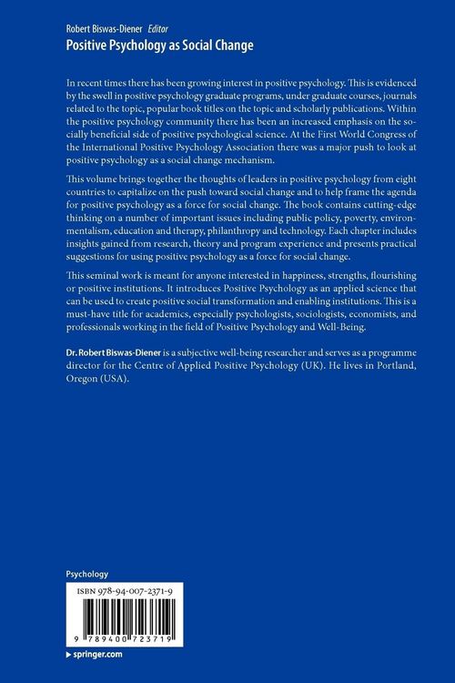 Produktbild: Positive Psychology as Social Change
