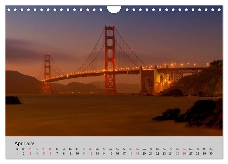 Produktbild: GOLDEN GATE BRIDGE Faszination San Francisco (Wandkalender 2026 DIN A4 quer), CALVENDO Monatskalender