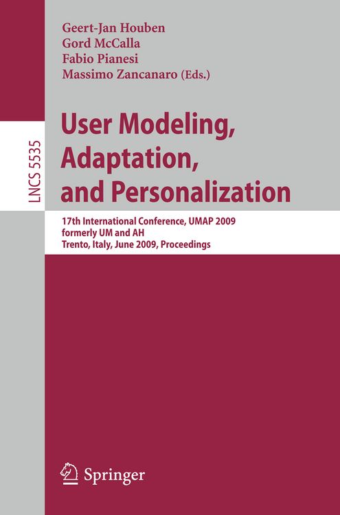 Produktbild: User Modeling, Adaptation, and Personalization