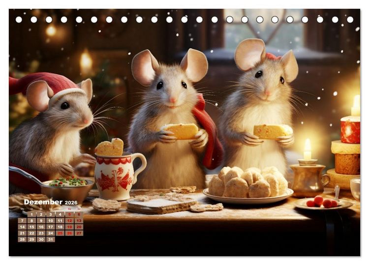Produktbild: Ein Jahr im Leben von Familie Maus (Tischkalender 2026 DIN A5 quer), CALVENDO Monatskalender