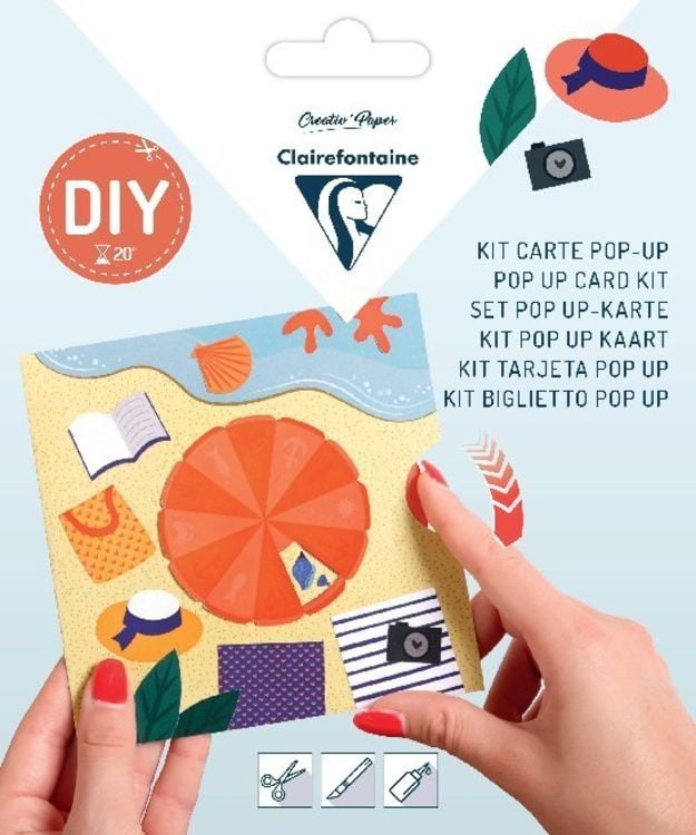 Produktbild: Set POP-UP, Doppelkarte 135 x 135 mm + Umschlag 140 x 140 mm - Sonnige Ferien