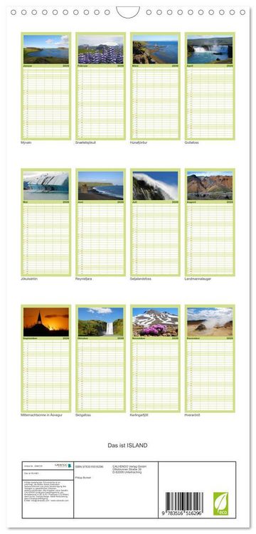 Produktbild: Familienplaner 2026 - Das ist ISLAND mit 5 Spalten (Wandkalender, 21 x 45 cm) CALVENDO