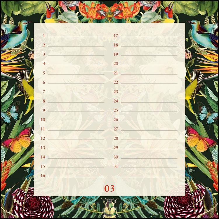 Produktbild: Immerw&auml;hrender Geburtstagskalender floral &ndash; Archive by Portico Designs &ndash; Quadrat-Format 24 x 24 cm