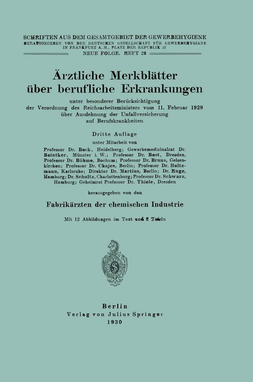 Produktbild: &Auml;rztliche Merkbl&auml;tter &uuml;ber berufliche Erkrankungen