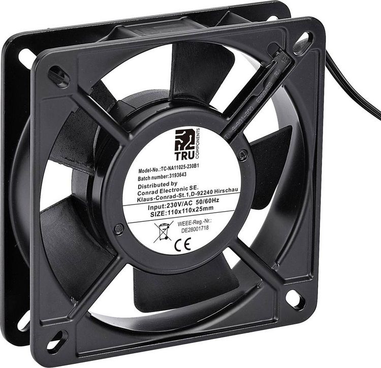 Produktbild: TRU COMPONENTS TC-NA11025-230B1 Axiall&uuml;fter 230 V/AC 100 m&sup3;/h (L x B x H) 110 x 110 x 25mm