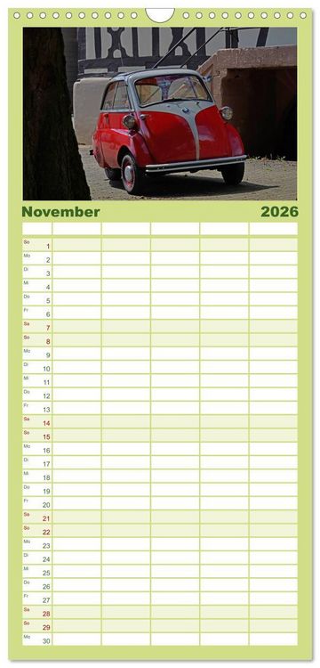 Produktbild: Familienplaner 2026 - BMW Isetta - Die Knutschkugel mit 5 Spalten (Wandkalender, 21 x 45 cm) CALVENDO