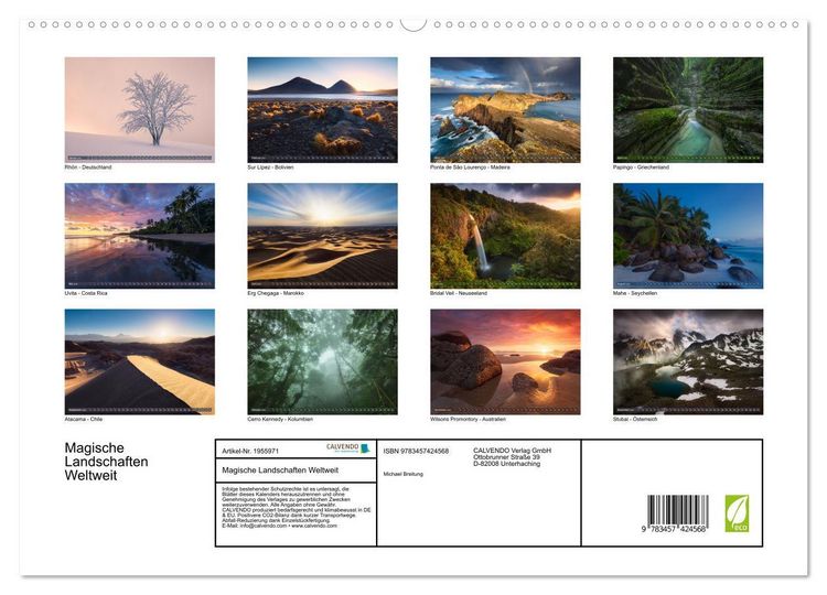 Produktbild: Magische Landschaften Weltweit (hochwertiger Premium Wandkalender 2026 DIN A2 quer), Kunstdruck in Hochglanz