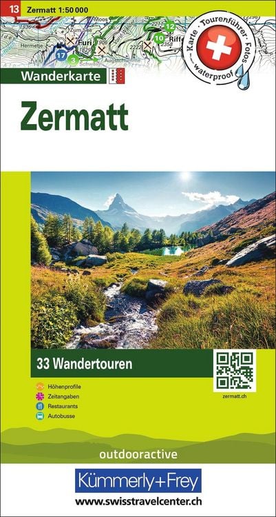 Produktbild: K&uuml;mmerly+Frey Wandertourenkarte 13 Zermatt 1:50.000