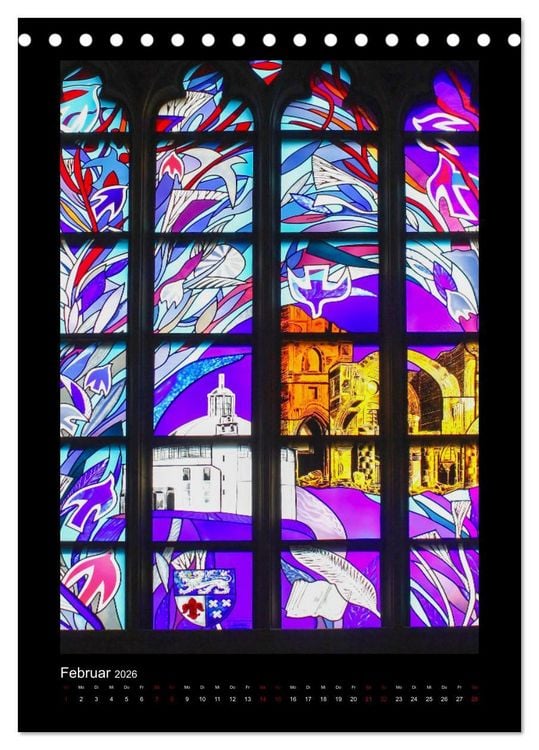 Produktbild: Kirchenfenster - Sakrale Glaskunst (Tischkalender 2026 DIN A5 hoch), CALVENDO Monatskalender