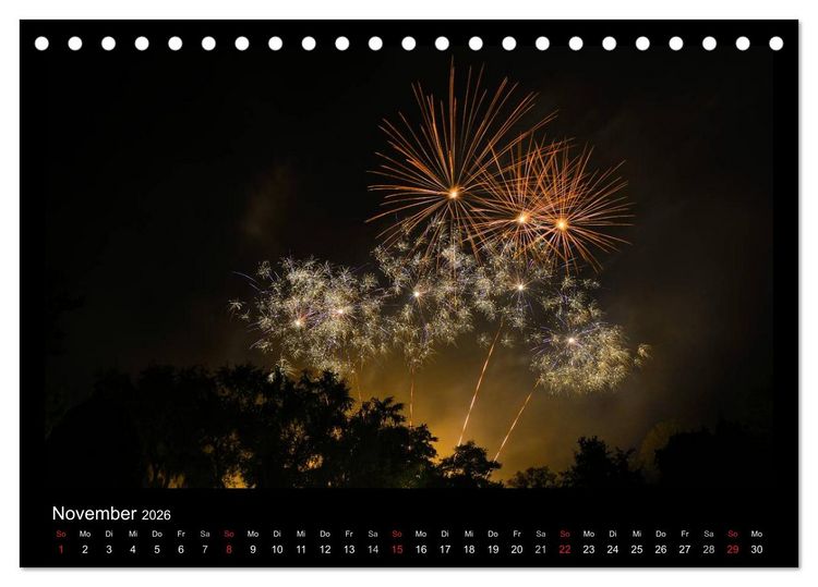 Produktbild: Feuerwerks - Impressionen (Tischkalender 2026 DIN A5 quer), CALVENDO Monatskalender