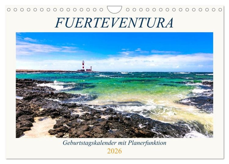Produktbild: FUERTEVENTURA Geburtstagskalender mit Planerfunktion (Wandkalender 2026 DIN A4 quer), CALVENDO Monatskalender