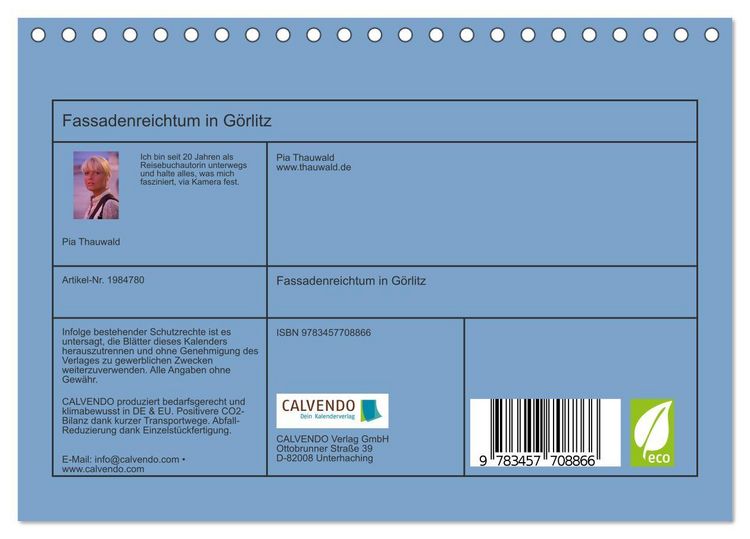 Produktbild: Fassadenreichtum in G&ouml;rlitz (Tischkalender 2026 DIN A5 quer), CALVENDO Monatskalender