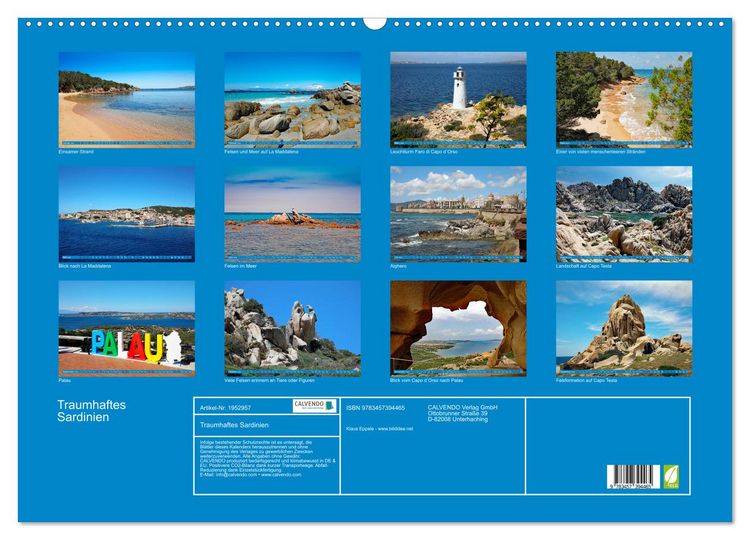 Produktbild: Traumhaftes Sardinien (Wandkalender 2026 DIN A2 quer), CALVENDO Monatskalender