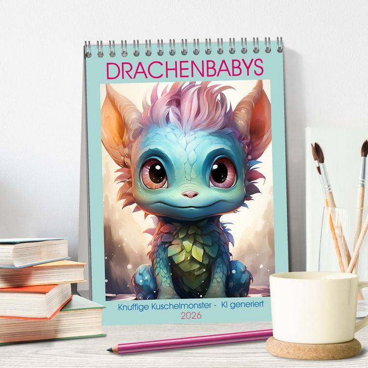Produktbild: Drachenbabys (Tischkalender 2026 DIN A5 hoch), CALVENDO Monatskalender
