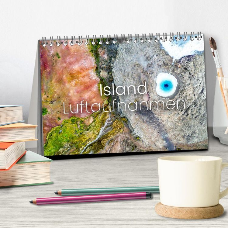 Produktbild: Island Luftaufnahmen (Tischkalender 2026 DIN A5 quer), CALVENDO Monatskalender