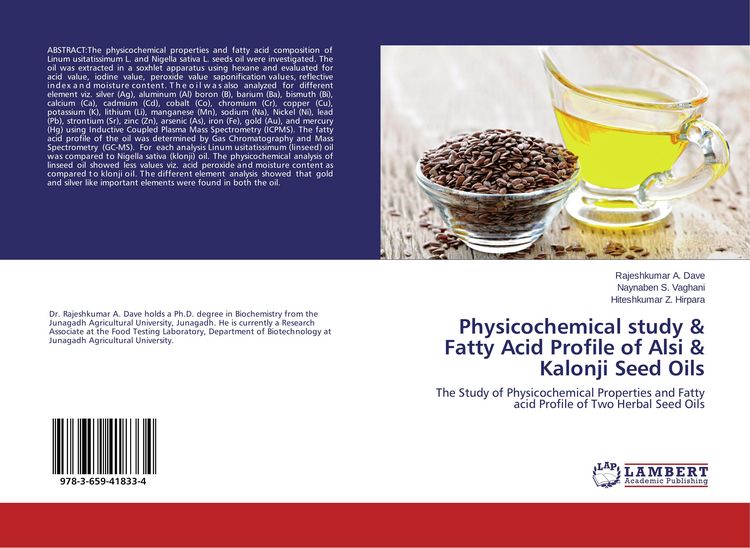 Produktbild: Physicochemical study & Fatty Acid Profile of Alsi & Kalonji Seed Oils