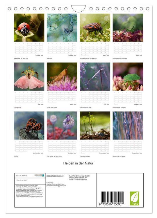 Produktbild: Helden in der Natur (Wandkalender 2026 DIN A4 hoch), CALVENDO Monatskalender