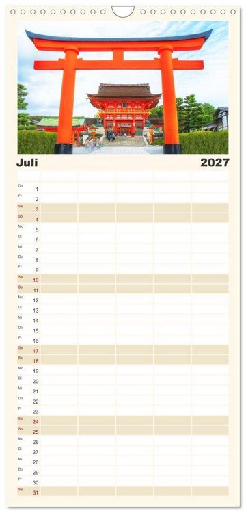 Produktbild: Familienplaner 2027 - Japanische Tempel und Schreine mit 5 Spalten (Wandkalender, 21 x 45 cm) CALVENDO