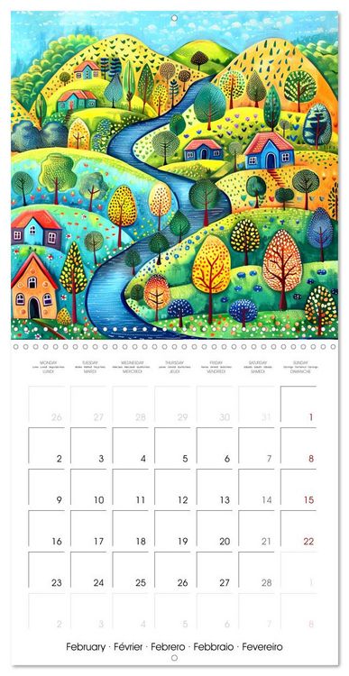 Produktbild: Naive Colorful Journey (Wall Calendar 2026 12 &times; 12 Inch) CALVENDO 12 Month Wall Calendar