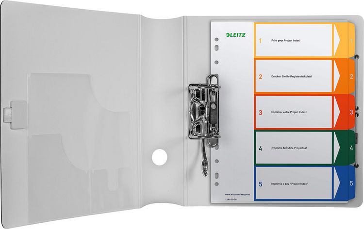 Produktbild: Leitz 12910000 Register DIN A4, Überbreite 1-5 Polypropylen Mehrfarbig 5 Registerblätter PC-beschriftbar 12910000