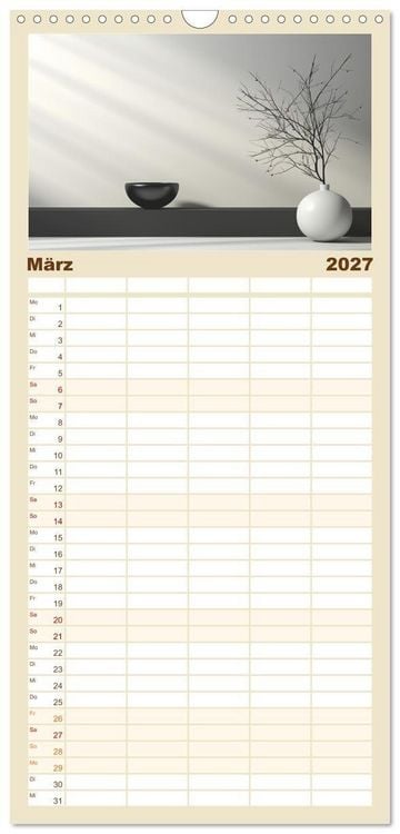 Produktbild: Familienplaner 2027 - Zen mit 5 Spalten (Wandkalender, 21 x 45 cm) CALVENDO