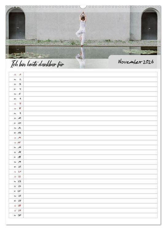Produktbild: Ich bin dankbar - ein Jahr voller Yoga und Achtsamkeit - Yoga Kalender (hochwertiger Premium Wandkalender 2026 DIN A2 hoch), Kunstdruck in Hochglanz