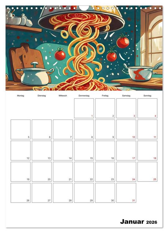 Produktbild: Nudelgerichte einmal anders serviert (Wandkalender 2026 DIN A3 hoch), CALVENDO Monatskalender