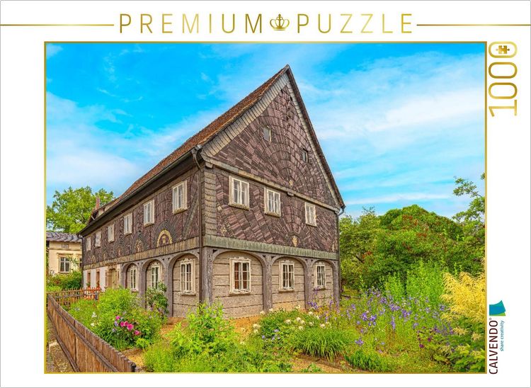 Produktbild: CALVENDO Puzzle Umgebindehaus in Großschönau (1352 gegründet), unweit des Dreiländerecks Deutschland / Polen / Tschechien. | 1000 Teile Lege-Größe 64x