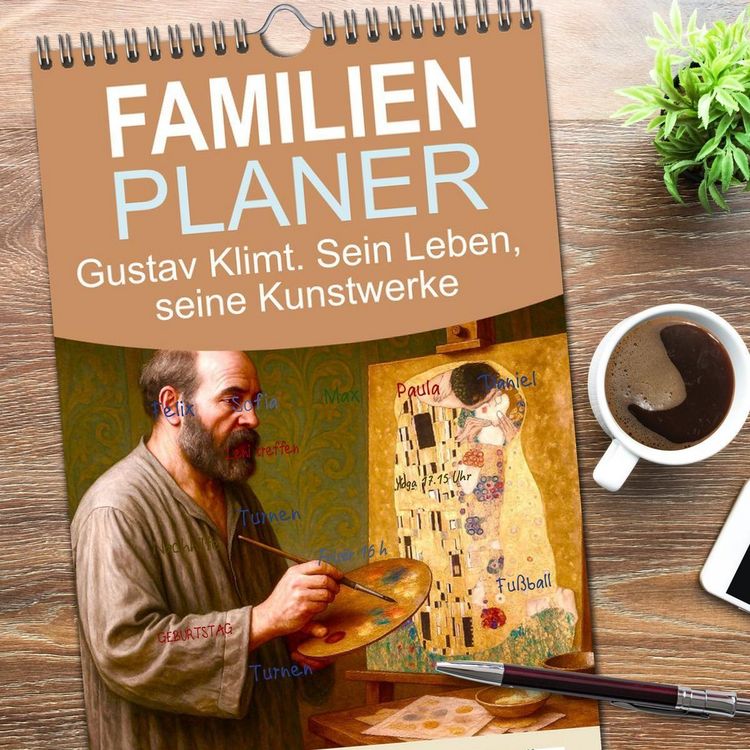 Produktbild: Familienplaner 2026 - Gustav Klimt. Sein Leben, seine Kunstwerke mit 5 Spalten (Wandkalender, 21 x 45 cm) CALVENDO