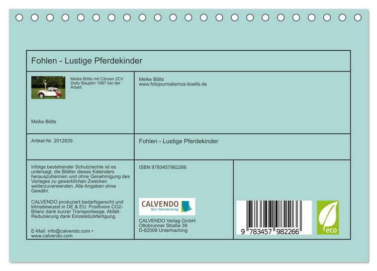 Produktbild: Fohlen - Lustige Pferdekinder (Tischkalender 2026 DIN A5 quer), CALVENDO Monatskalender