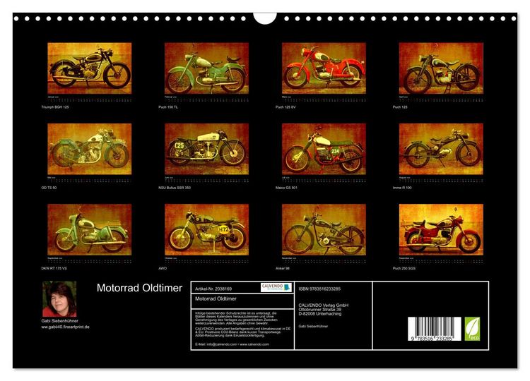 Produktbild: Motorrad Oldtimer (Wandkalender 2026 DIN A3 quer), CALVENDO Monatskalender