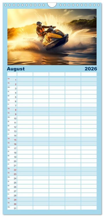Produktbild: Familienplaner 2026 - Jetski Power mit 5 Spalten (Wandkalender, 21 x 45 cm) CALVENDO