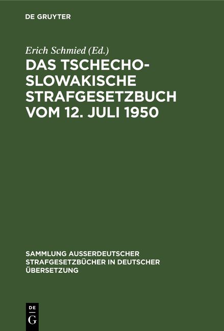 Produktbild: Das tschechoslowakische Strafgesetzbuch vom 12. Juli 1950