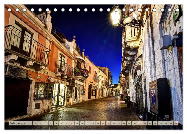 Produktbild: Taormina zur blauen Stunde (Tischkalender 2026 DIN A5 quer), CALVENDO Monatskalender