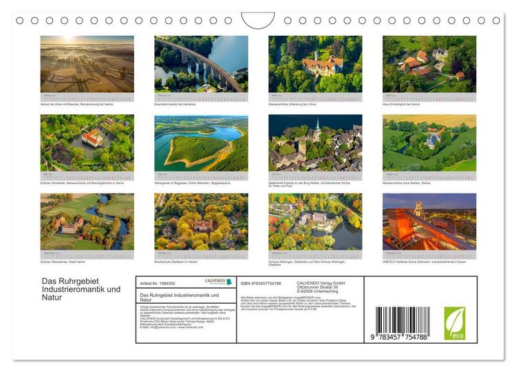 Produktbild: Das Ruhrgebiet Industrieromantik und Natur (Wandkalender 2026 DIN A4 quer), CALVENDO Monatskalender