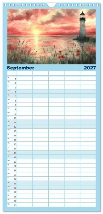 Produktbild: Familienplaner 2027 - Wellenw&auml;chter mit 5 Spalten (Wandkalender, 21 x 45 cm) CALVENDO